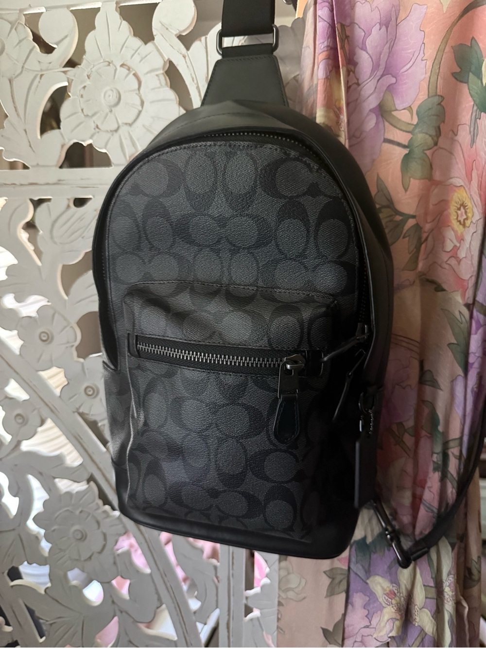 Coach Black Signature Monogram Belt Bag